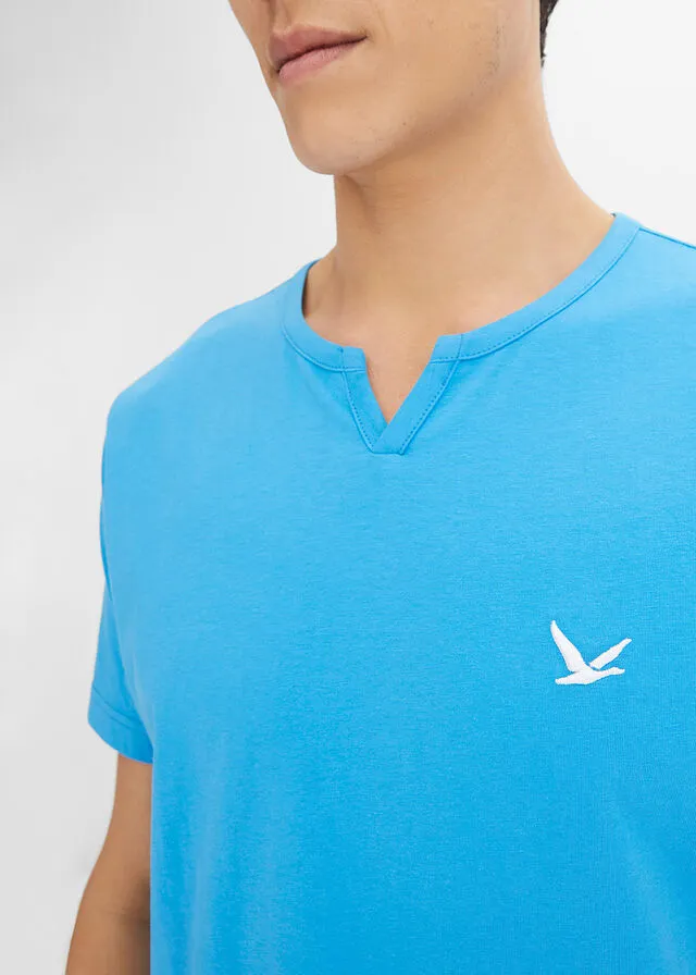 Camiseta con corte cómodo (2 unidades) Azul mediterráneo+gris jaspeado
